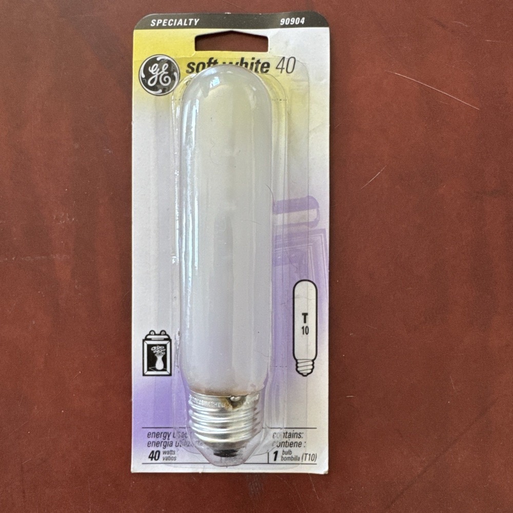GE Specialty 90904 Frosted Tubular Light Bulb Medium Base T10 40 Watts